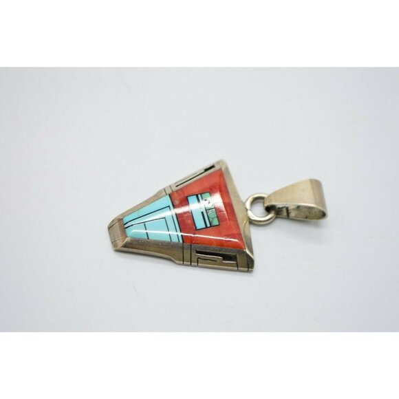 Johnny Benavidez Navajo Sterling Silver Inlay Spin - Picture 3 of 5